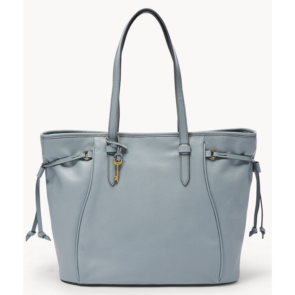 Fossil Charli Blue Leather Tote SHB3003180 Shoulder Bag Brass NWT $250 Retail FS